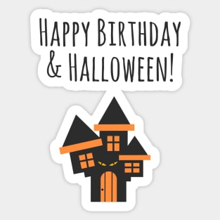 Happy Birthday And Halloween Sticker